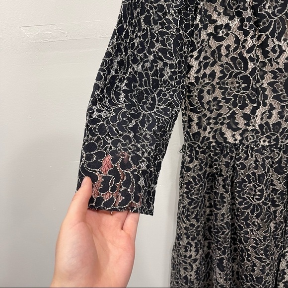 Eliza J Black Lace Fit & Flare Dress Knee Length Elbow Length Sleeve Size 14 - Picture 5 of 8